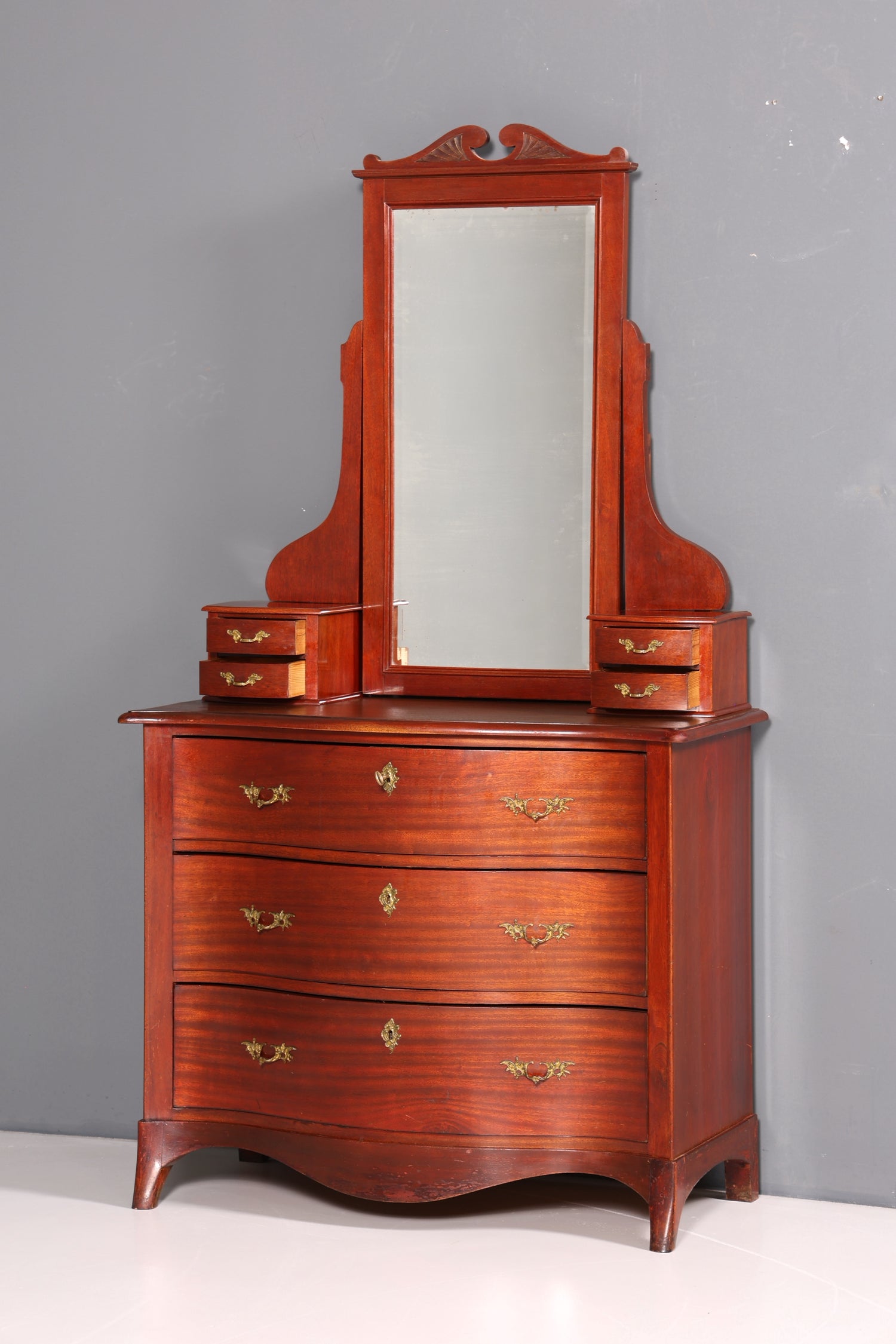 Wunderschöne Englische Kommode mit Spiegelaufsatz Barock Stil Frisierkommode Holz Schrank Flurschrank