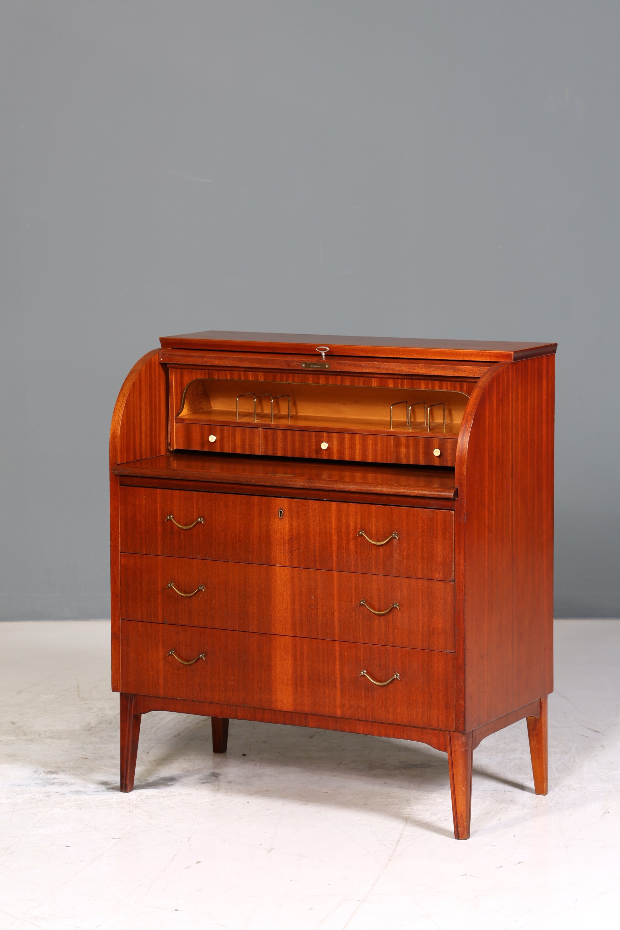 Traumhafter Mid Century Rollladen Sekretär Danish Design echt Holz Rollladen Kommode