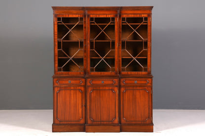 Beeindruckende Englische Vitrine Mahagoni Bibliothek Bücherschrank Glasvitrine Buffet Schrank Antik Vintage