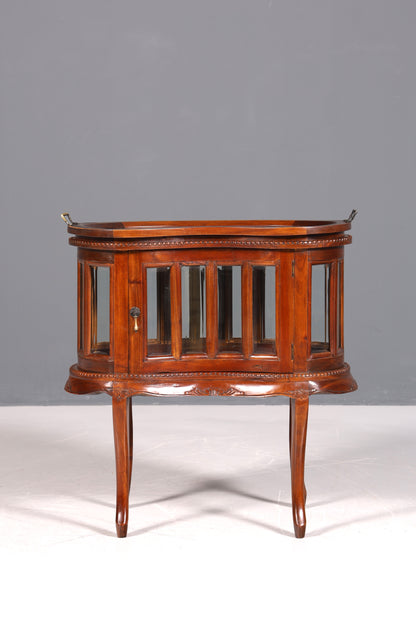 Wunderschöner filigraner Chippendale Barschrank echt Holz Teeschrank im Jugendstil Vitrine
