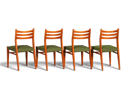 4x Mid Century Teak Holz Stühle Made in Denmark Retro Stuhlset Danish Design Vintage Küchenstühle