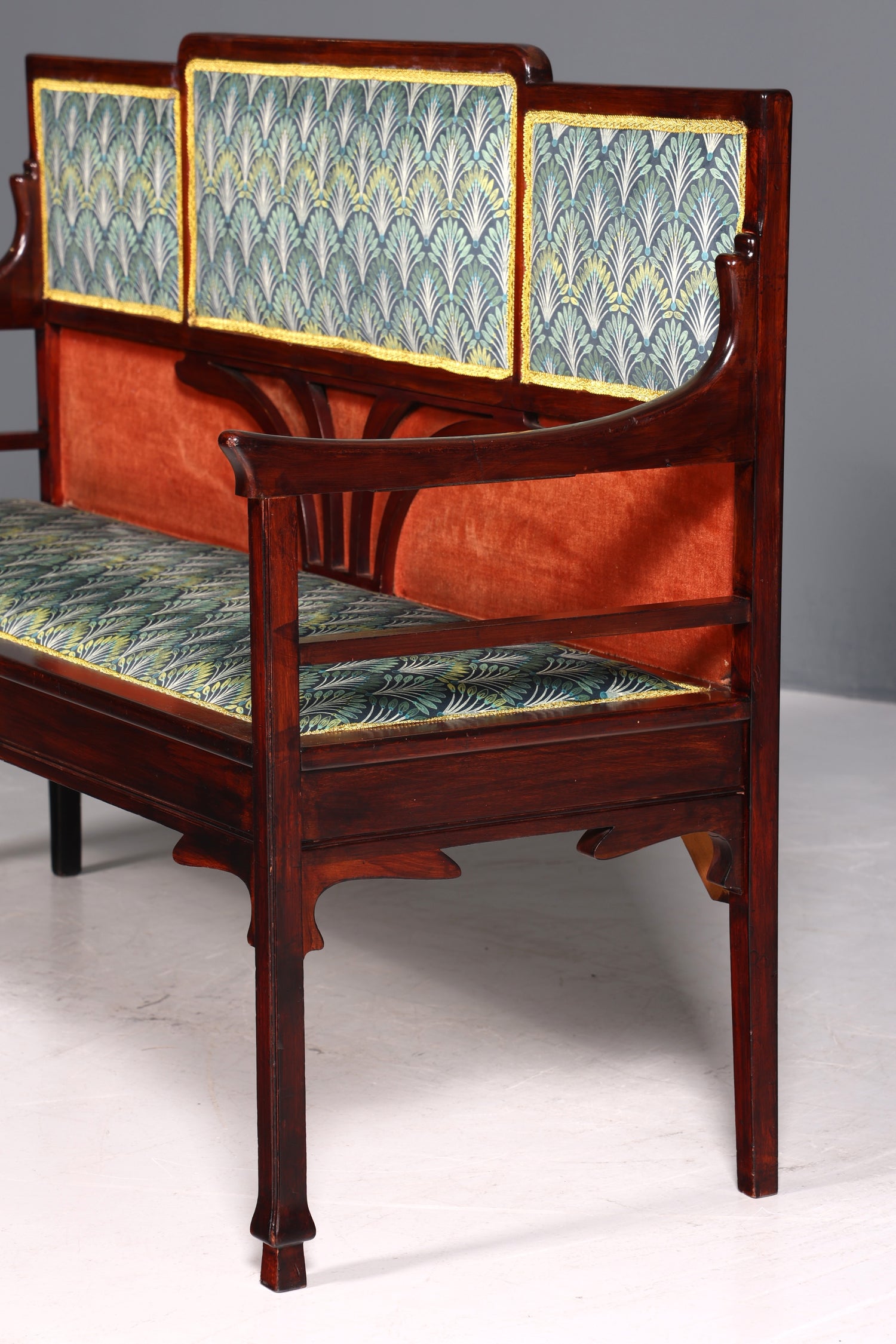 Wunderschöne Jugendstil Sitzbank Antik Bank Holz Sofa Polsterbank Holzbank