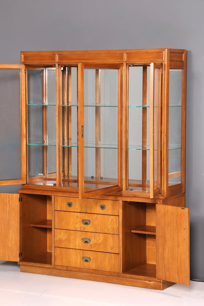 Edler Original Drexel Heritage Vitrine Bücherschrank Art Deco USA Antik Schrank Buffet Regal Glasvitrine Vintage Holz