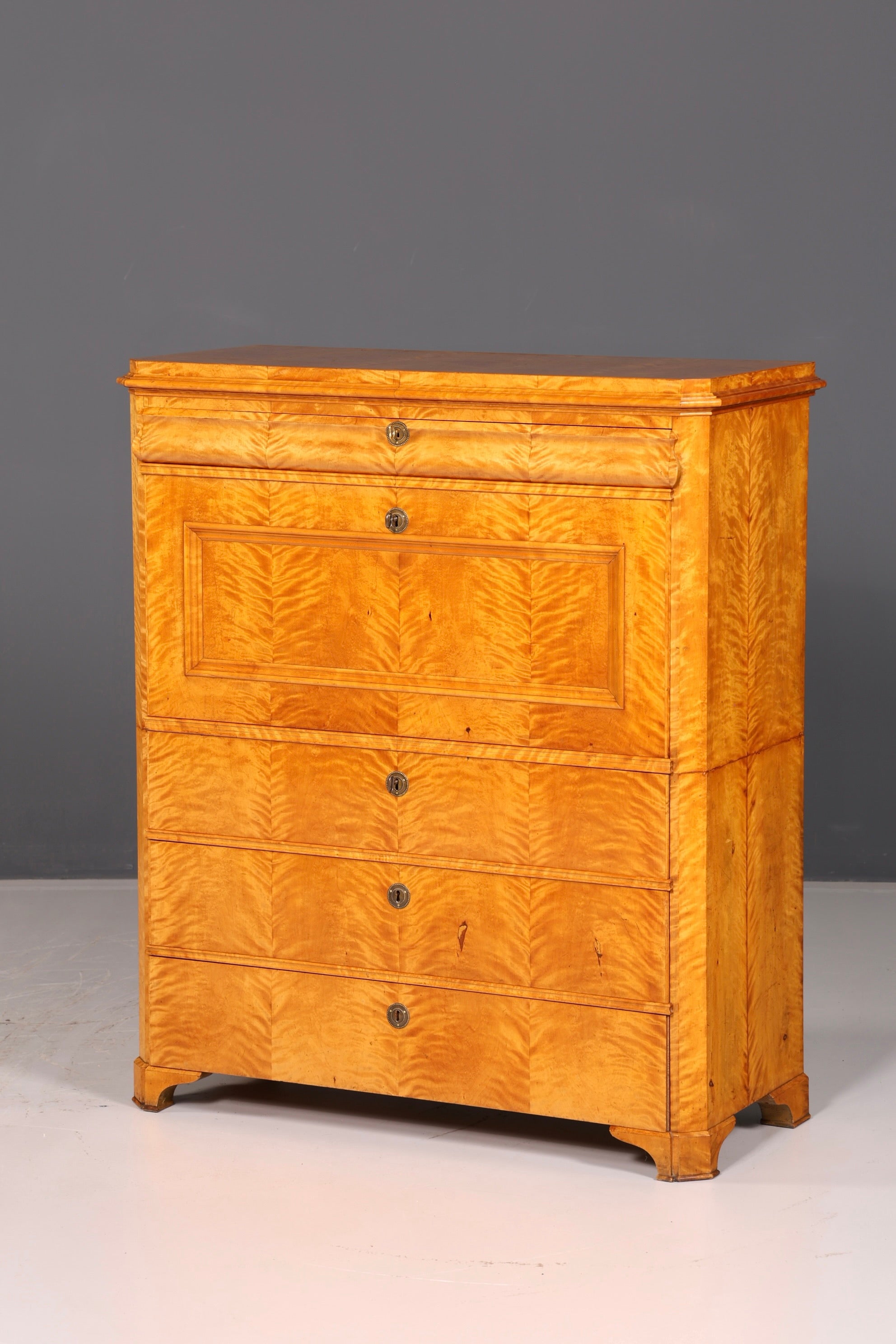 Beeindruckender Biedermeier Sekretär Vertiko Antik Kommode Office Schreibkommode Highboard