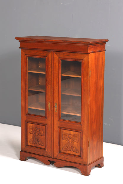 Traumhafte Jugendstil Vitrine Antike Holz Bücherschrank Eiche Gründerzeit Antik Schrank Geschirrschrank