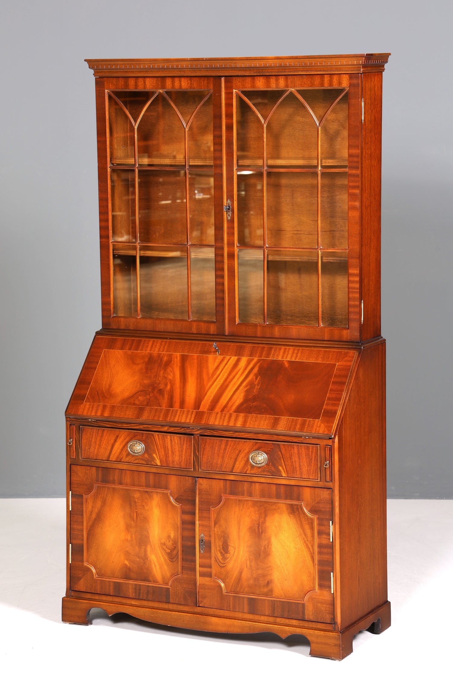 Traumhafter Englischer Sekretär Büro Aufsatzsekretär Antik 60S Vitrinen Schrank UK