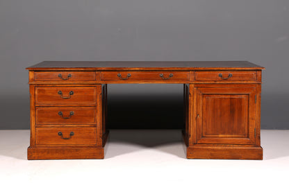 Beeindruckender Englischer XXL Schreibtisch Bürotisch Office Desk Partnerdesk Antik Massivholz Vintage