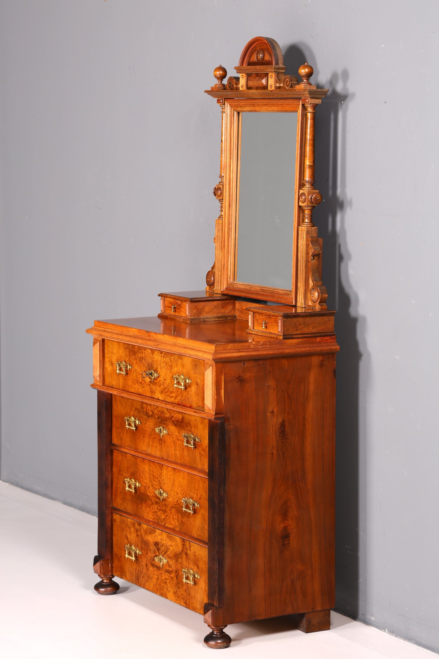 Traumhafte Gründerzeit Kommode mit Spiegelaufsatz Louis Philippe Echt Holz Schrank Antik Flurschrank um 1880 Vintage