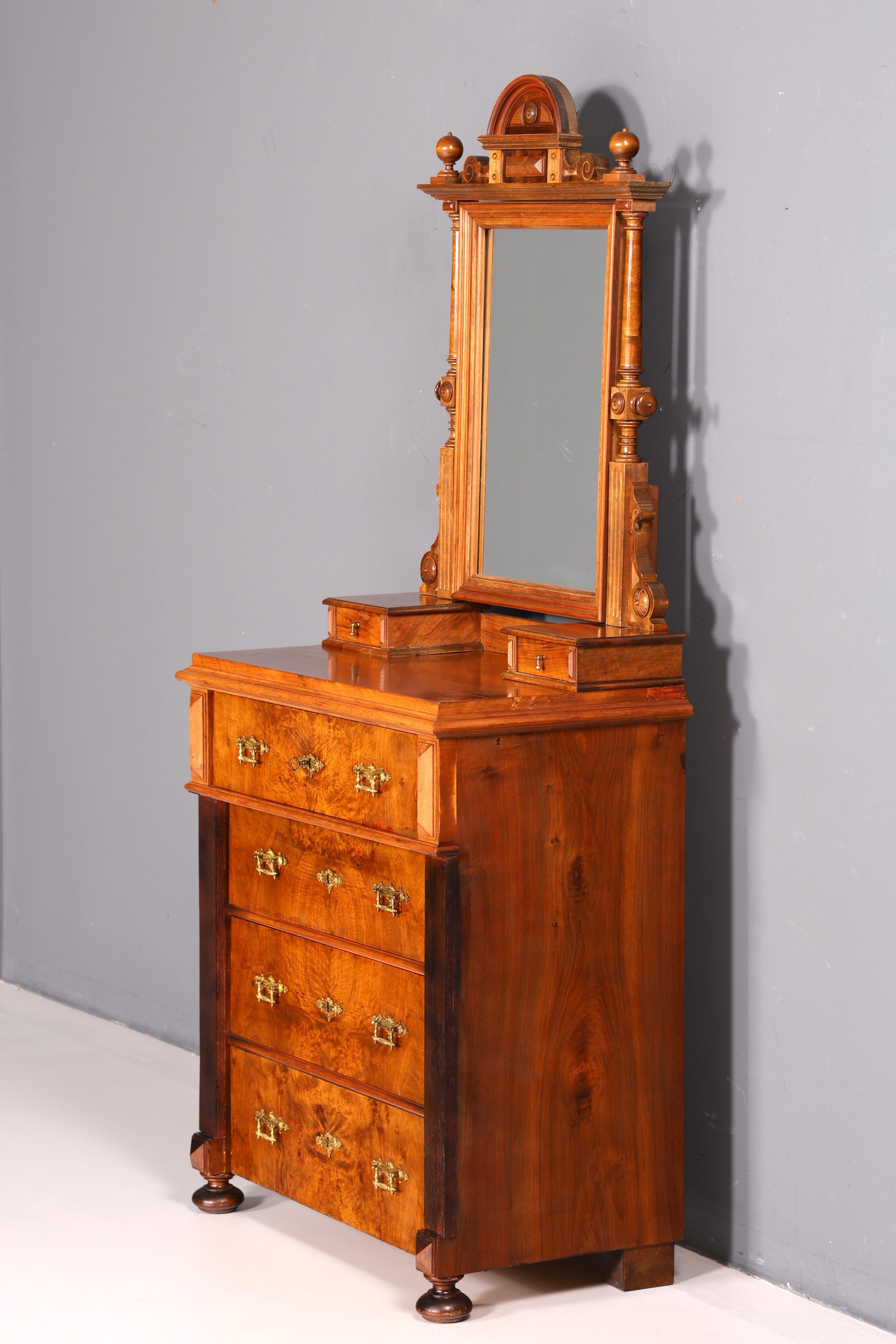 Traumhafte Gründerzeit Kommode mit Spiegelaufsatz Louis Philippe Echt Holz Schrank Antik Flurschrank um 1880 Vintage