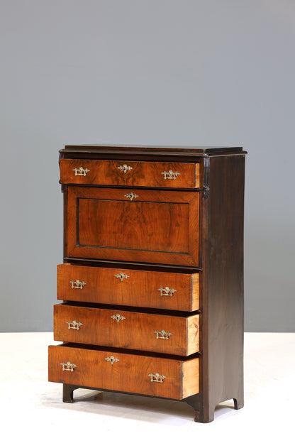 Stilvoller Gründerzeit Sekretär Vertiko Nussbaum Jugendstil Highboard Kommode um 1880