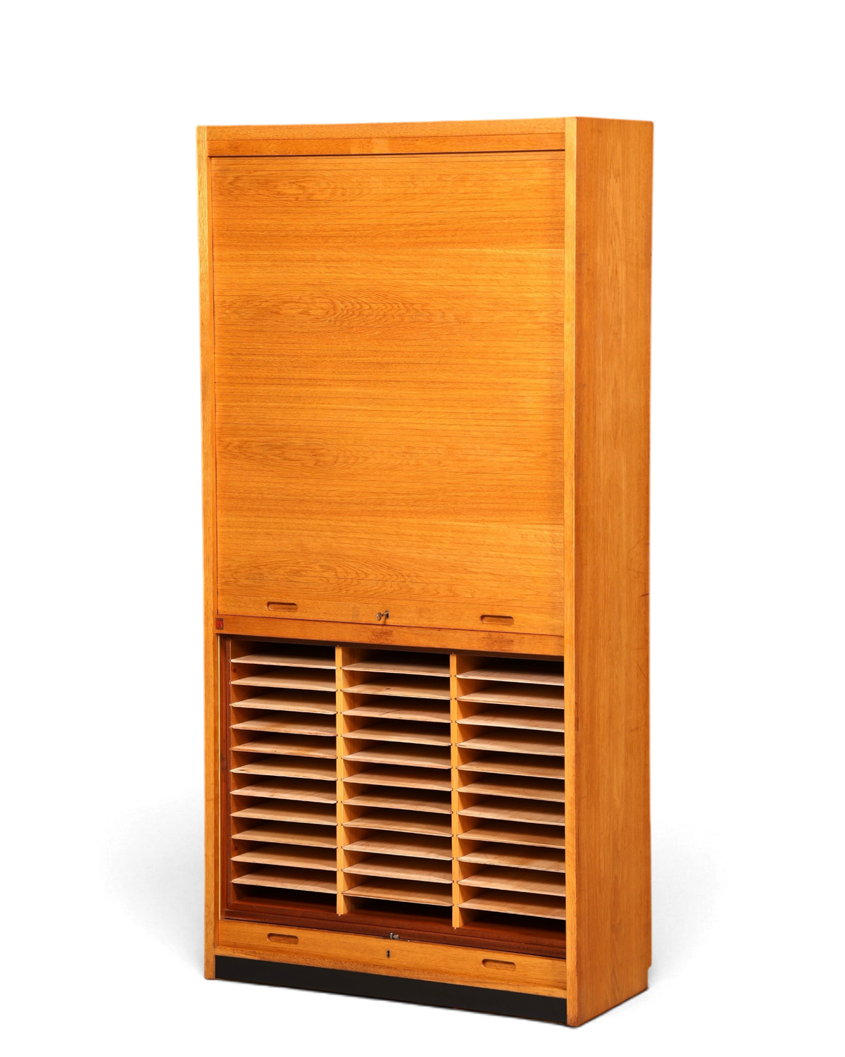 Schlichter Mid Century Rollladenschrank Bauhaus Vintage Apothekerschrank Art Deco Büro Aktenschrank