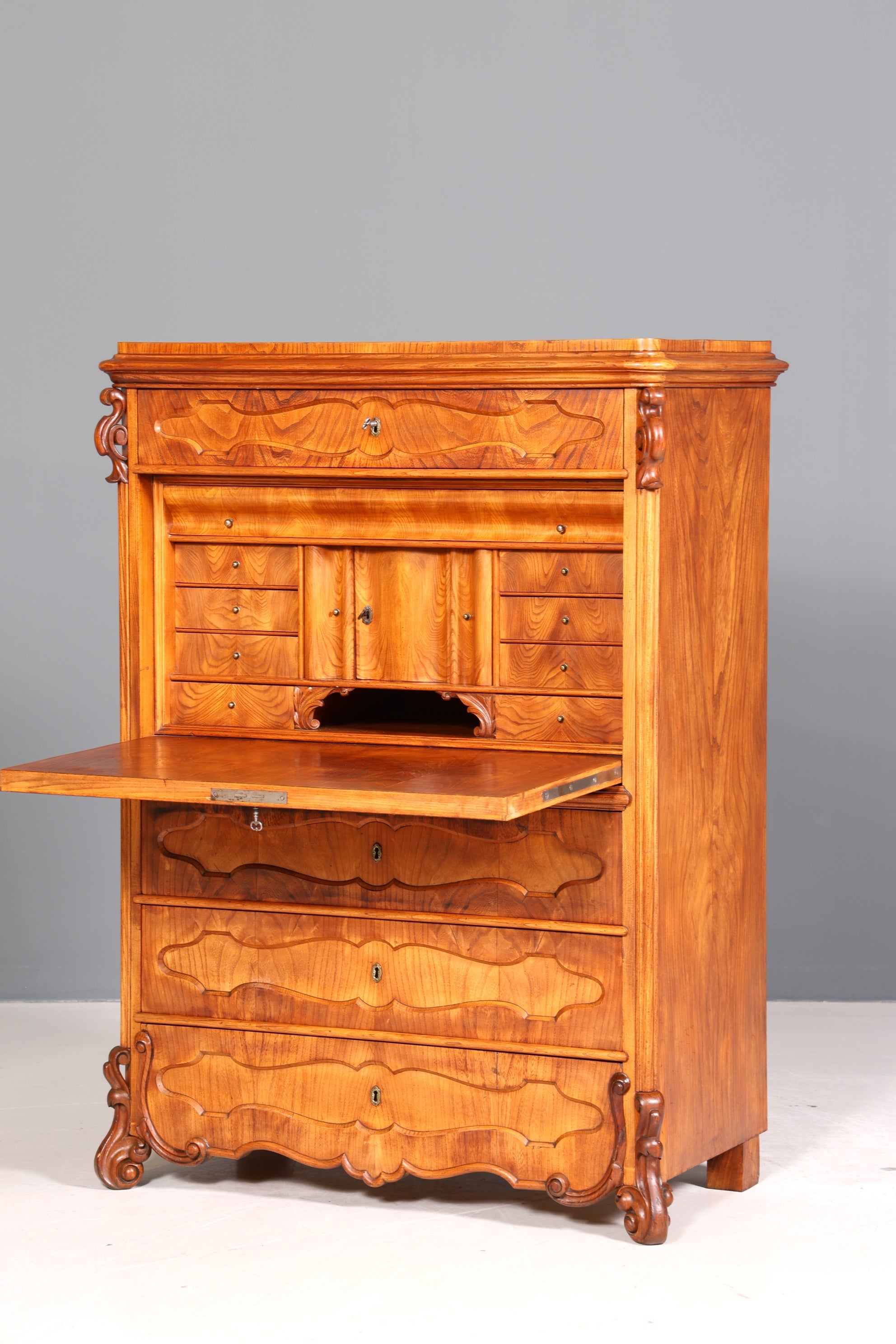 Edler Louis Philippe Sekretär um 1880 Gründerzeit Antik Vertiko Schrank Chiffoniere Schubladenkommode
