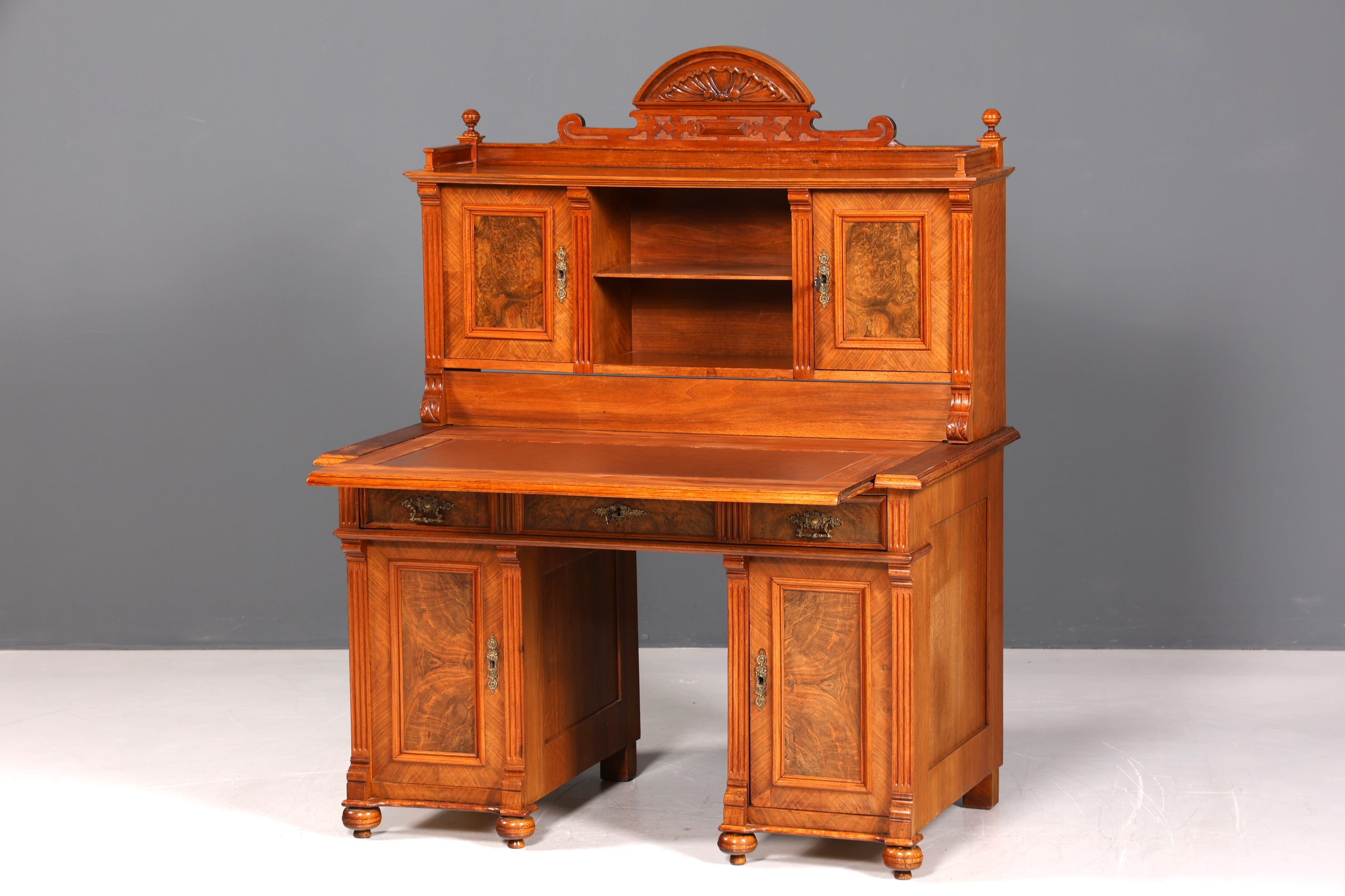 Traumhafter Gründerzeit Schreibtisch mit Aufsatz Jugendstil Bürotisch echt Holz Antik Office Desk