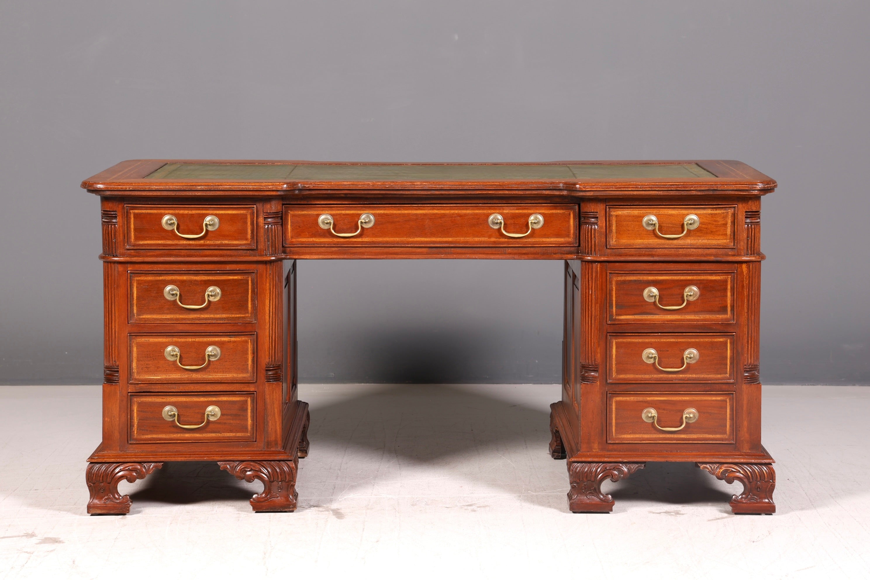 Wunderschöner Englischer Schreibtisch echt Lederauflage Bürotisch Office Desk Antik Vintage