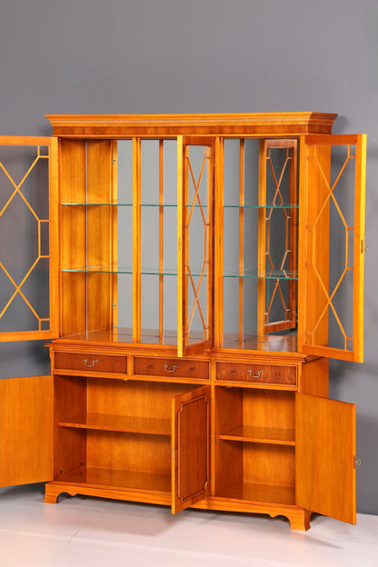 Wunderschöne Englische Vitrine Bücherschrank Buffet 60s Glasvitrine Bibliothek Regal Schrank Vintage