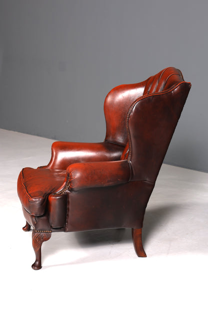 Original Chesterfield Ohrenbacken Sessel Englisch Leder Herrensessel UK Armlehnsessel