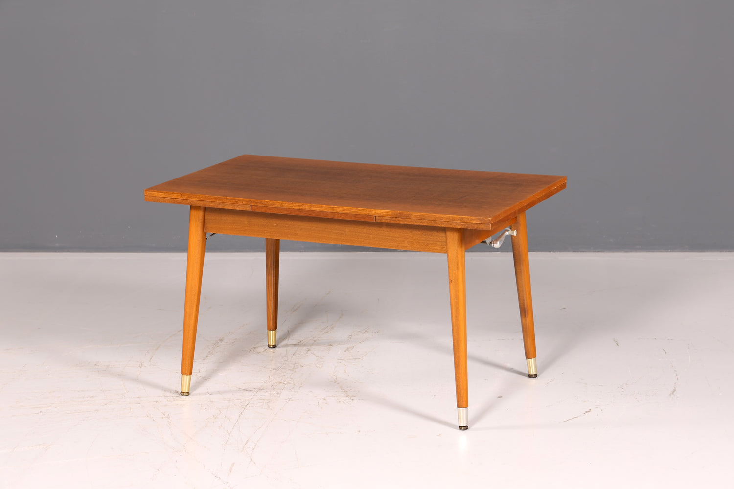 Beautiful mid-century kitchen table, vintage extendable height-adjustable dining table, 1960s wood