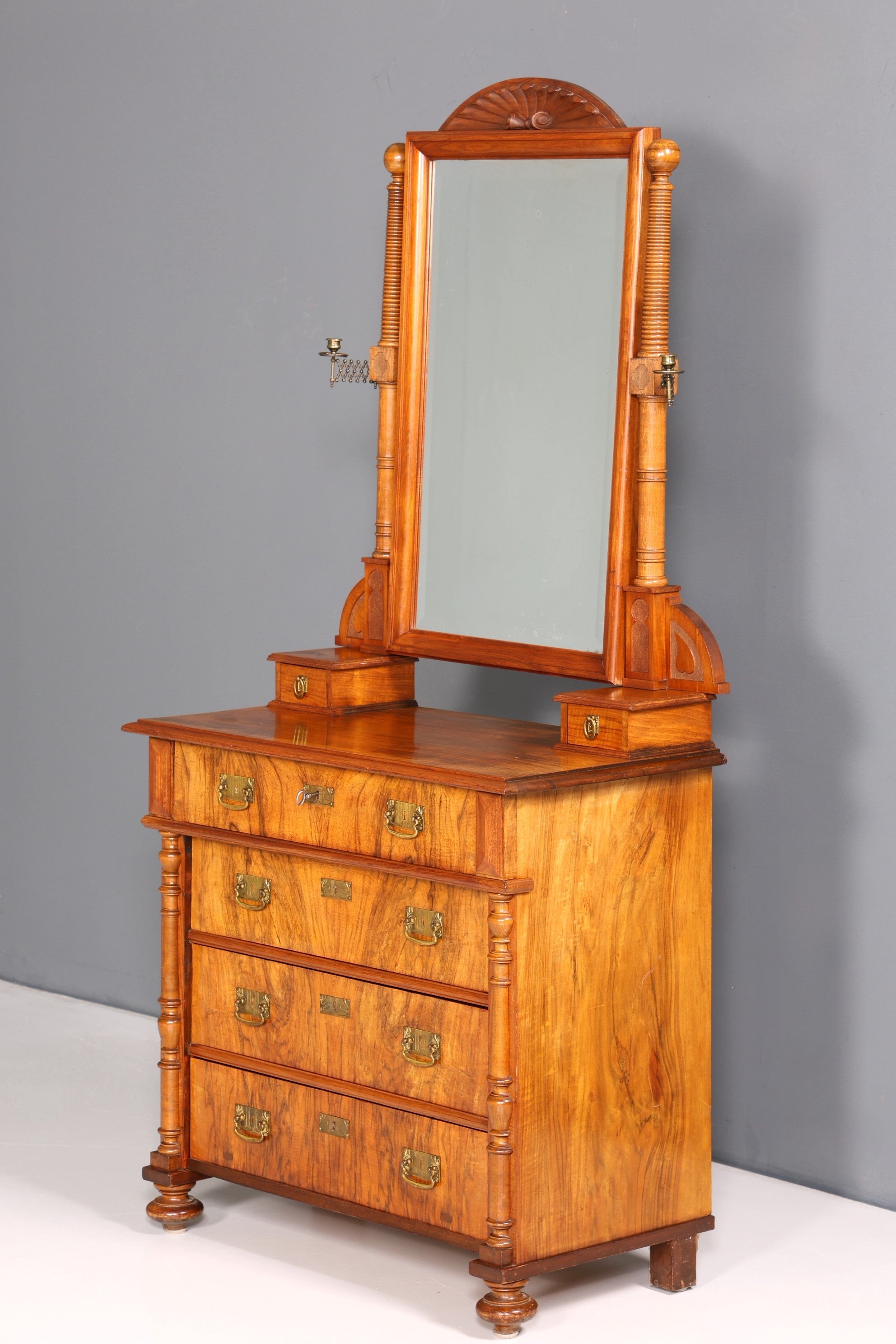 Wunderschöne Gründerzeit Kommode Antik Louis Philippe Sideboard mit Spiegel Flurkommode