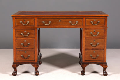 G362 Finish Wunderschöner Englischer Schreibtisch echt Lederauflage Bürotisch Antik Stil Office Desk (Kopie 2)