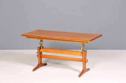 Wunderschöner Mid Century Couchtisch Teak Danish Retro Ablagetisch ausziehbarer höhenverstellbar Vintage Coffee Table 70er Jahre Wohnzimmertisch