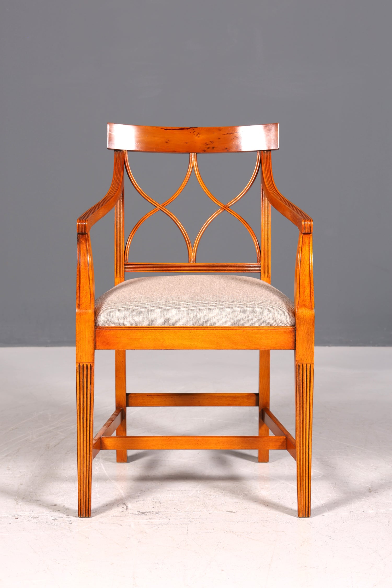 Beautiful Bevan Funell Chair Armchair English Yew Reprodux Antique Secretary Chair UK Upholstered Chair 1 of 2