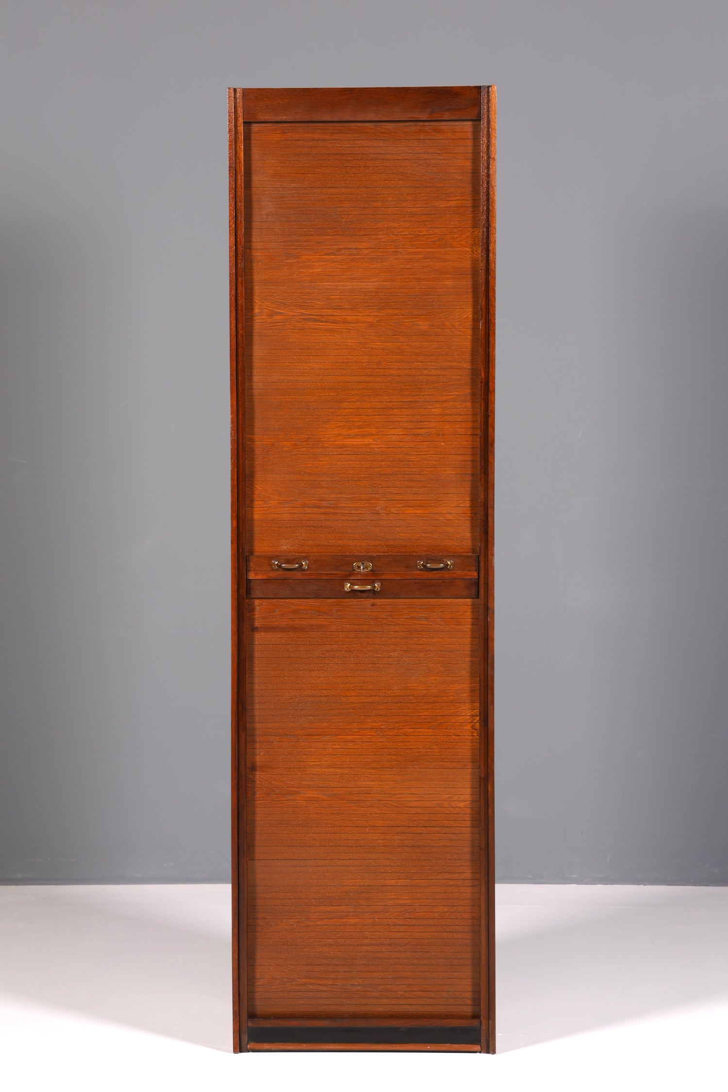 Simple mid-century roll-top cabinet, Bauhaus style, vertiko, apothecary cabinet, Art Deco office filing cabinet