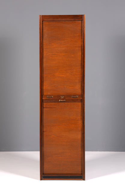 Simple mid-century roll-top cabinet, Bauhaus style, vertiko, apothecary cabinet, Art Deco office filing cabinet