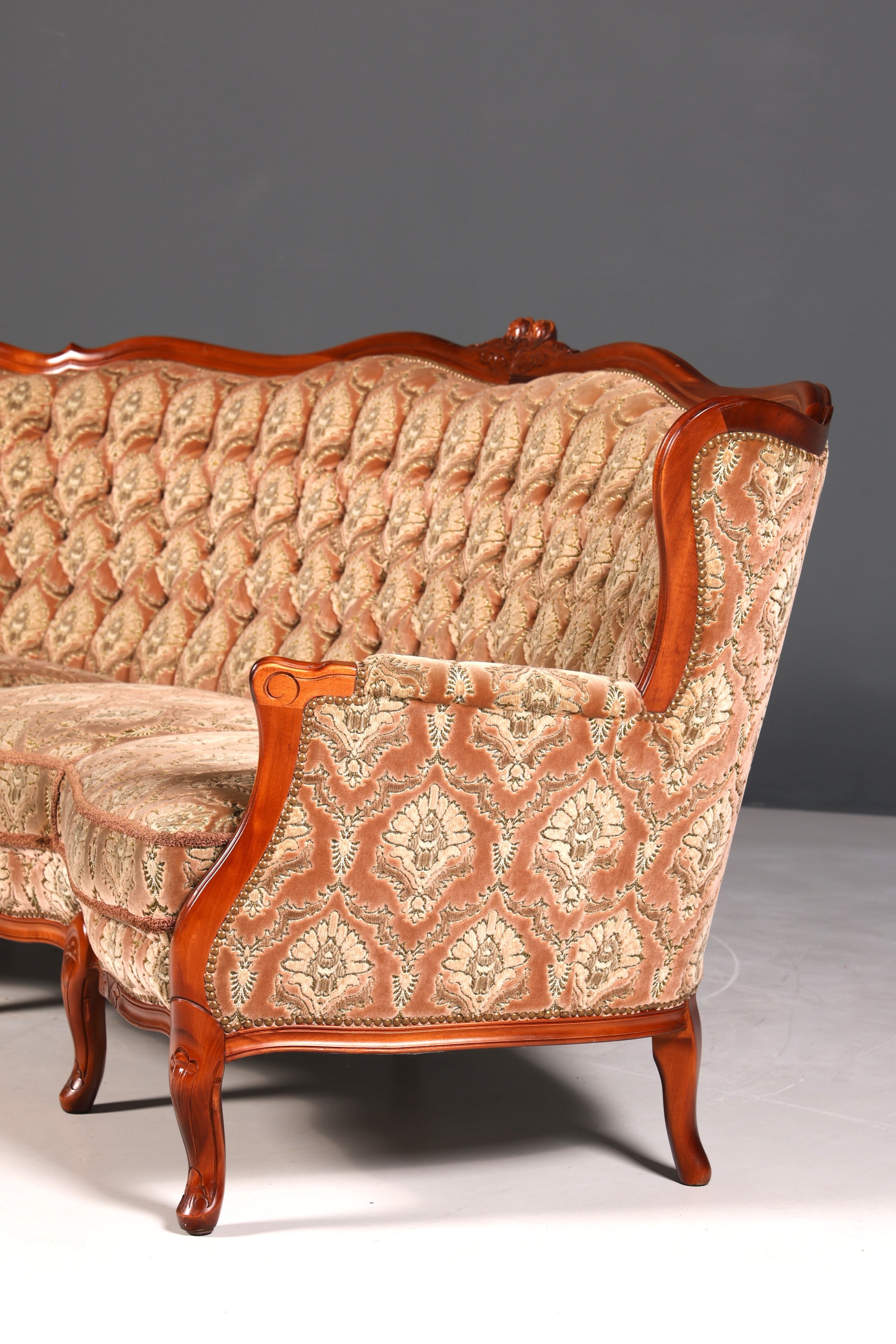 F902 Finish cm Wunderschönes Chippendale Sofa Barock Stil Couch Samt Stoff 3 Sitzer