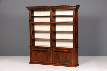 Traumhaftes massiv Holz Regal mit Leiter Kolonial Schrank Antik Stil Bücherregal Kommode Bibliothek