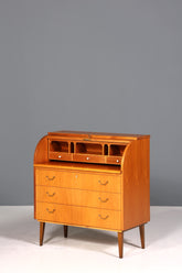 Stilvoller Mid Century Rollladen Sekretär echt Holz Büro Schrank Vintage Schreibkommode