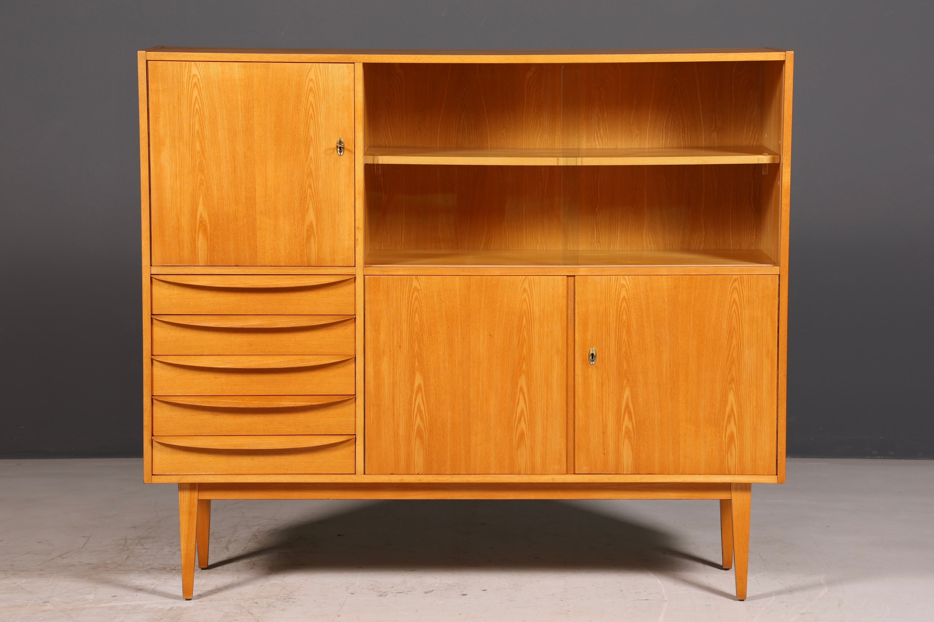 Wunderschöne Original Hellerau Mid Century Vitrine Schrank Franz Ehrlich 602 Kommode Bücherregal