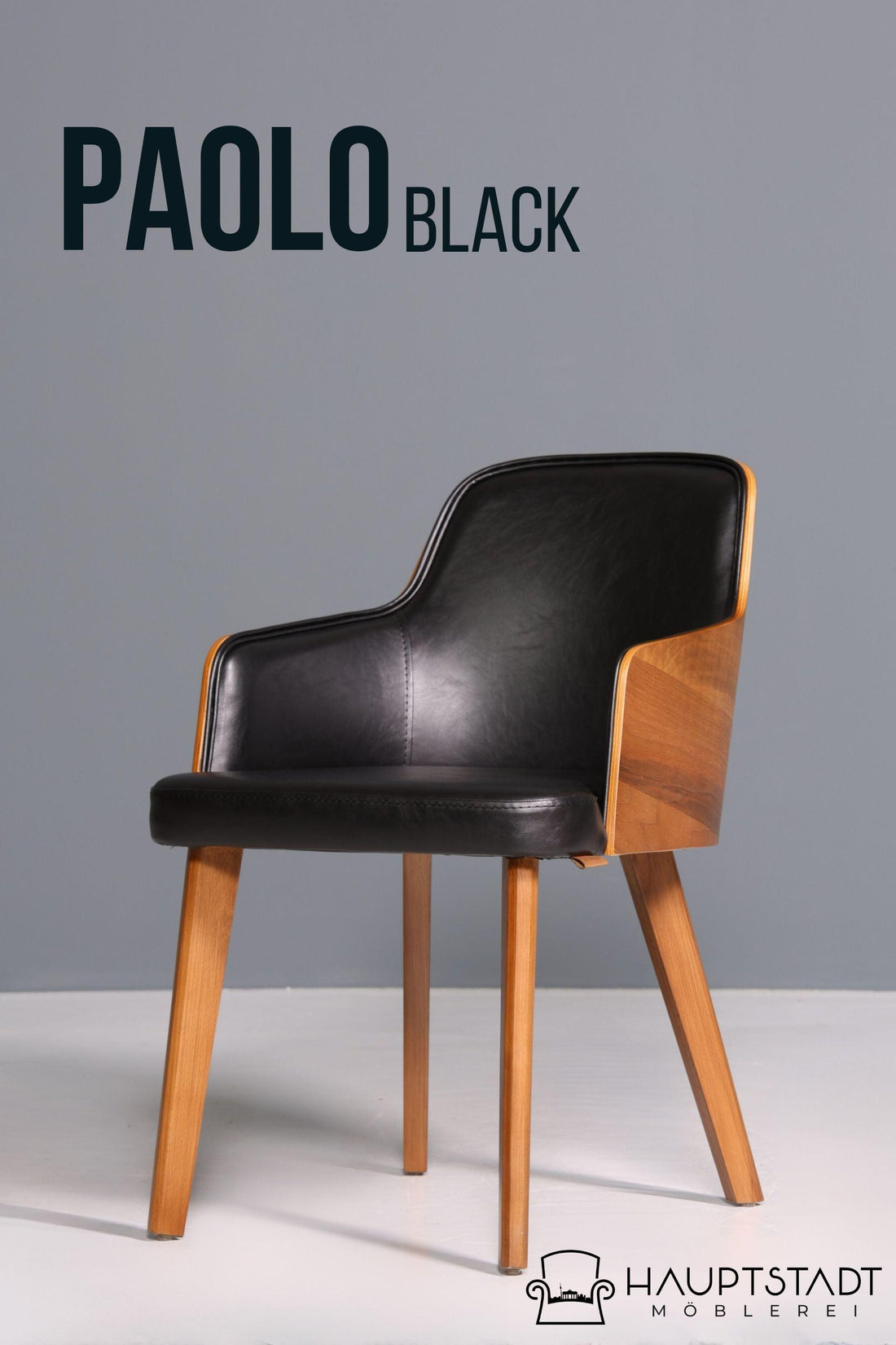 Edler Armlehnstuhl &quot;Paolo- Black&quot; Nussbaum Esszimmerstuhl Küchenstuhl schwarzer Sekretär Stuhl