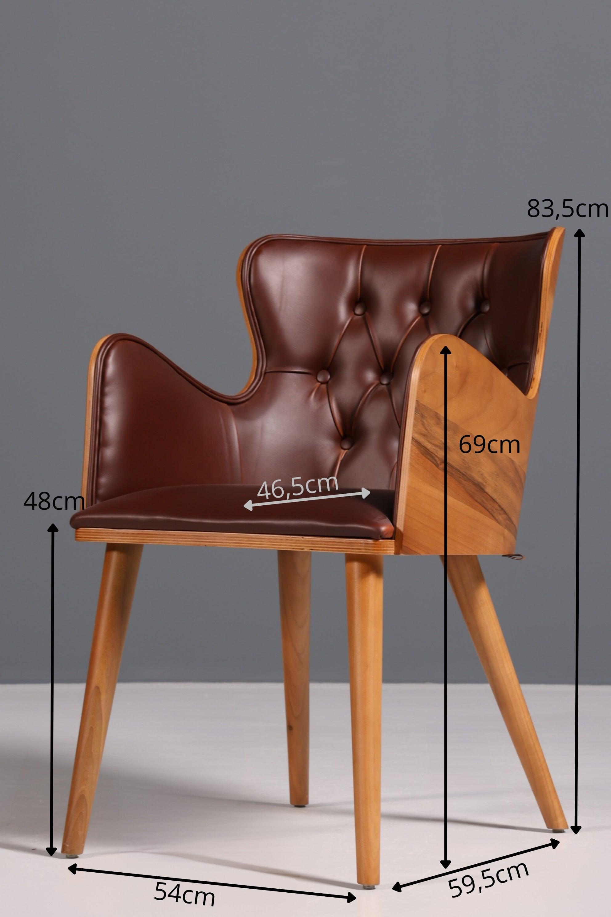 Wunderschöner Chesterfield Stil Stuhl &quot;León Brown&quot; Armlehnstuhl Nussbaum Esszimmerstuhl Sekretär Stuhl