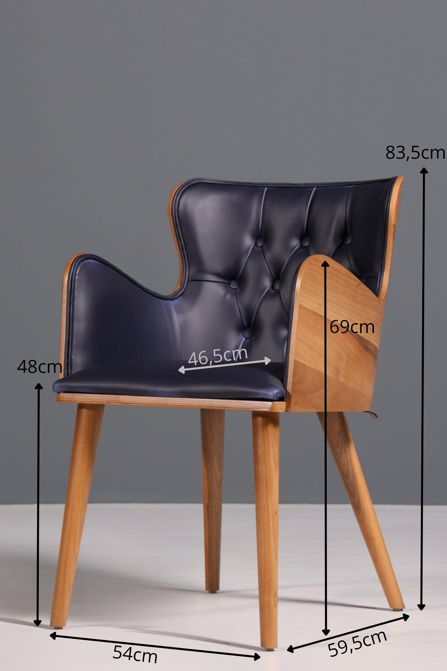 Wunderschöner Stuhl &quot;León Blue&quot; im Chesterfield Stil Armlehnstuhl Esszimmerstuhl Küchenstuhl Bürostuhl