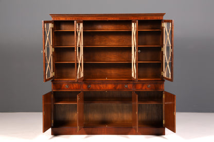 Wunderschöne Englische Vitrine Mahagoni Bibliothek Bücherschrank Buffet Schrank Antik Glasvitrine Vintage