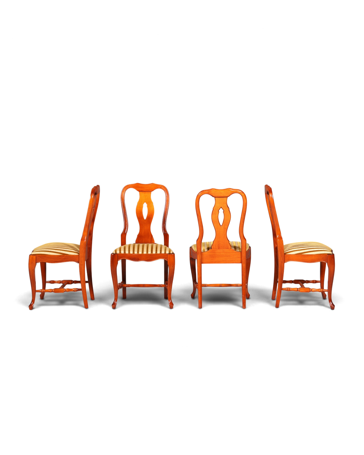 4x Wunderschöne Chippendale Stühle Barock Stil Stuhlset Polsterstuhl Set Englisch Küchenstühle Esszimmer Stühle