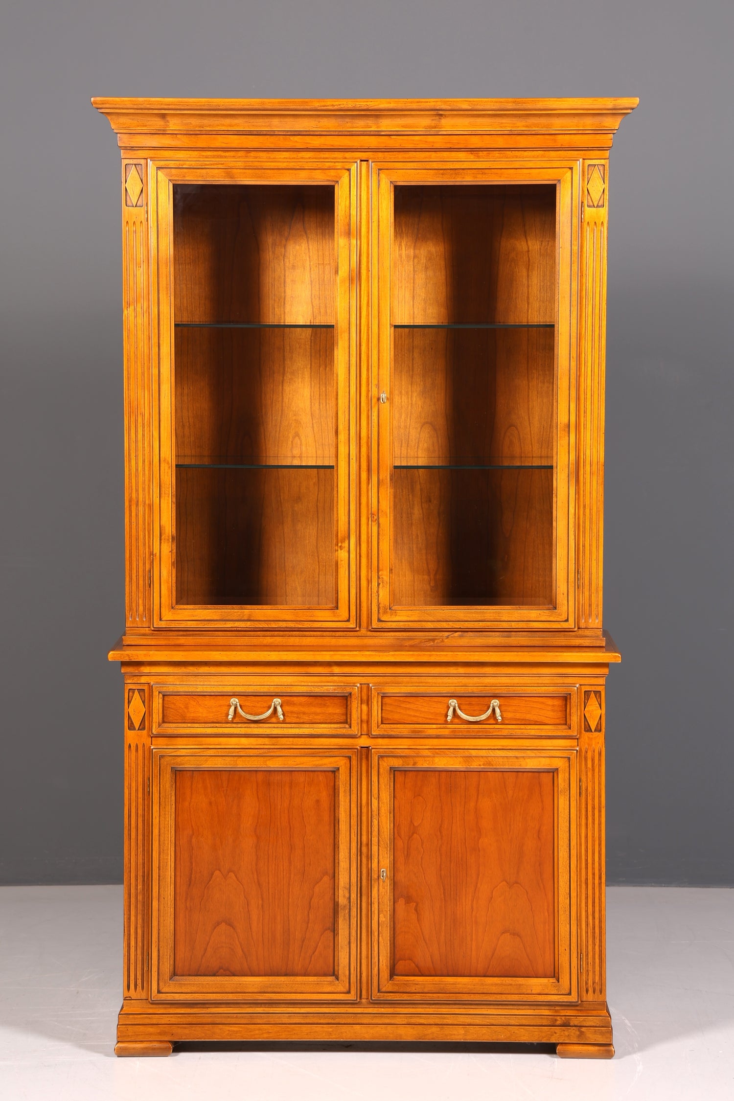 Edle Original Selva Vitrine Villa Borghese Antik Stil Massivholz Buffet Schrank Bibliothek