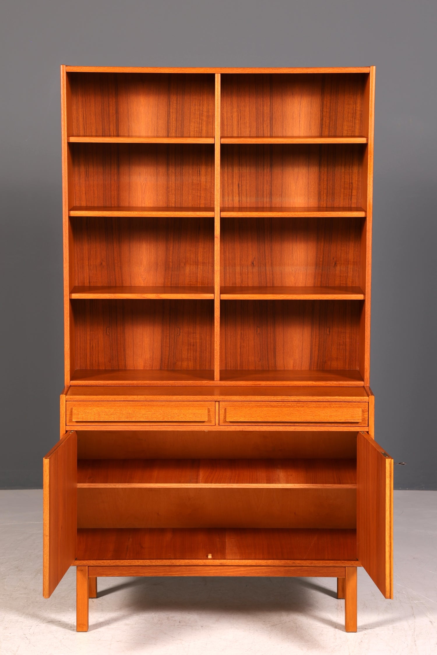 Traumhaftes Mid Century Regal Teak Holz Schrank Danish Design Retro Kommode Vintage Bücherregal 60er Jahre 1 von 2