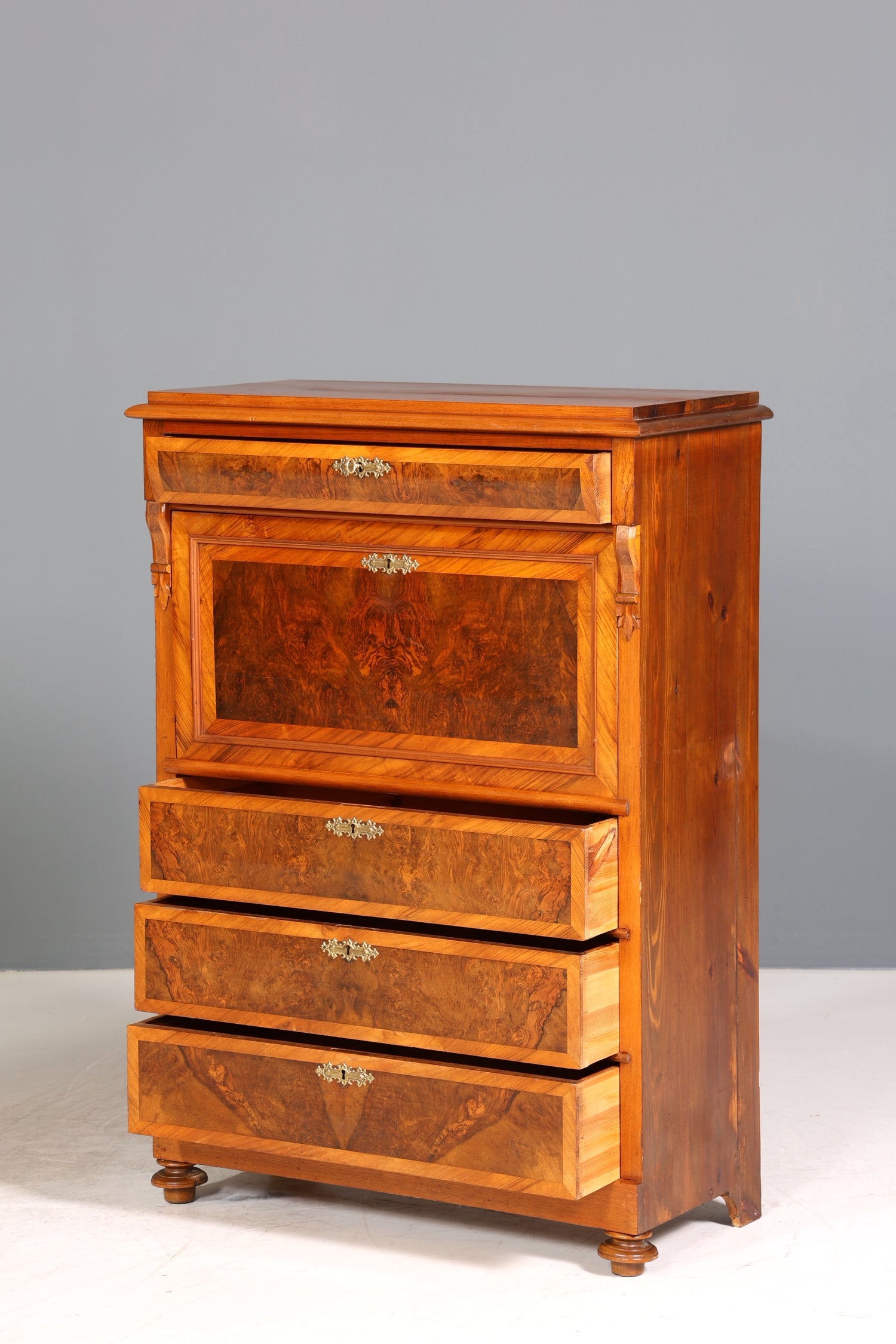 Stilvoller Gründerzeit Sekretär Vertiko Highboard Jugendstil Kommode Schrank um 1880