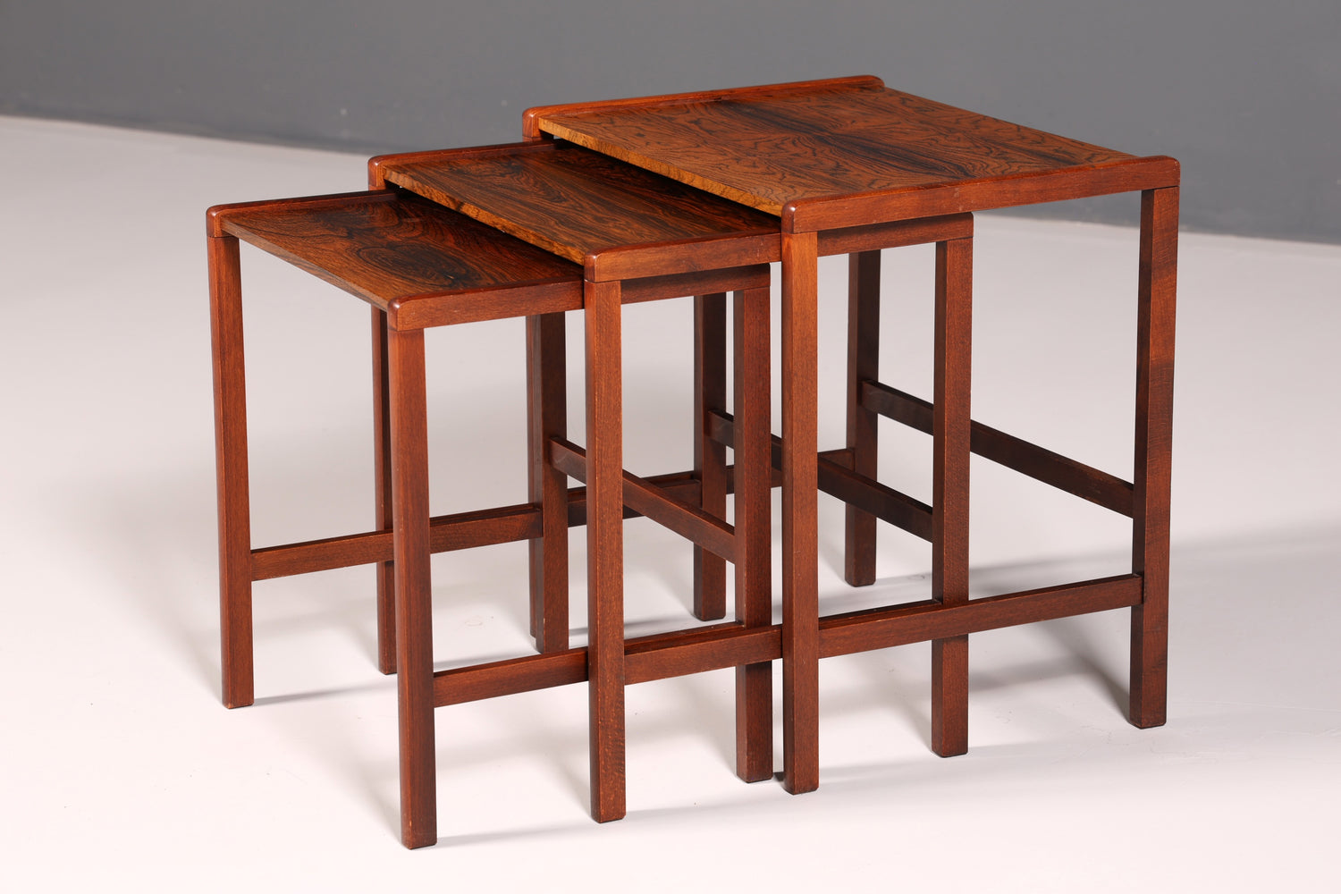 Filigranes Mid-Century Table Set, Rosewood Coffee Table, Set of 3, Side Table, Nesting Tables, Vintage
