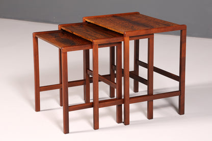 Filigranes Mid-Century Table Set, Rosewood Coffee Table, Set of 3, Side Table, Nesting Tables, Vintage