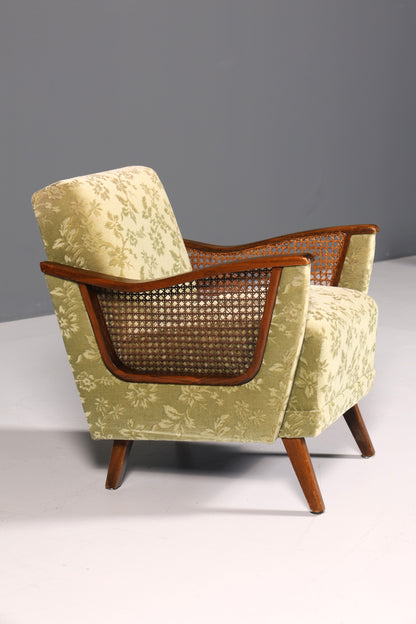 Wunderschöner Chippendale Sessel Antik Stil Wiener Geflecht Relax Sessel Vintage Samt Stoff 1 von 2