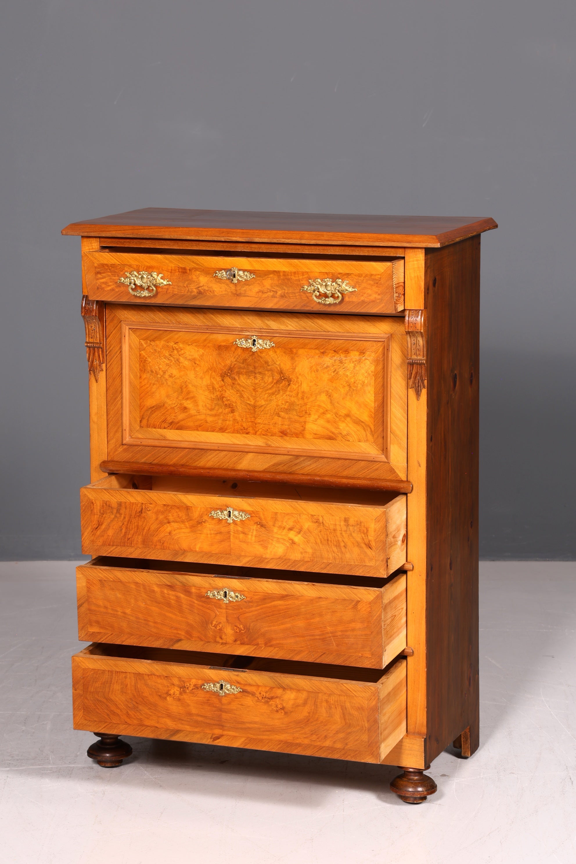 Edler Gründerzeit Sekretär Vertiko Highboard Louis Philippe Kommode Antik um 1880 Schreibsekretär