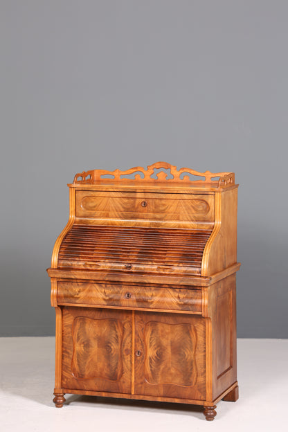 Beeindruckender Louis Philippe Sekretär Antik Rollladen Sekretär Schreibtisch Nussbaum Aufsatzsekretär