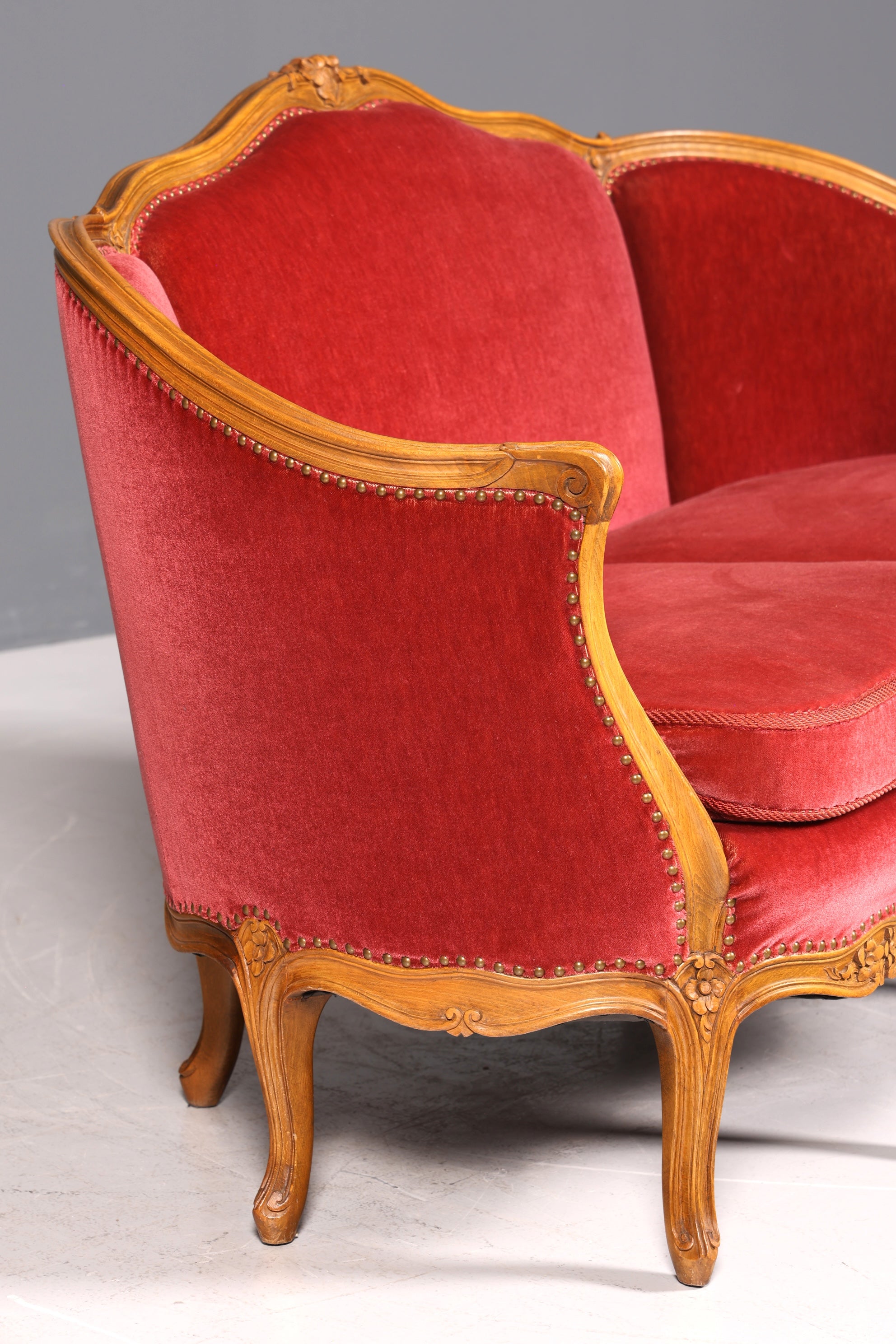 Wunderschönes Chippendale Sofa Barock Stil Couch Samt Stoff 3 Sitzer Canapé