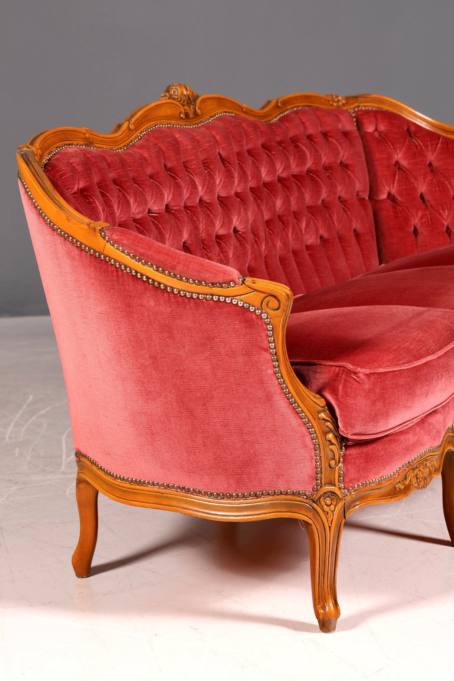 G064 Finish cm Wunderschönes Chippendale Sofa Barock Stil Couch Samt Stoff 3 Sitzer