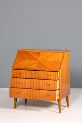 Schlichter Mid Century Sekretär Vintage Schreibmöbel echt Holz Kommode Office Secretary