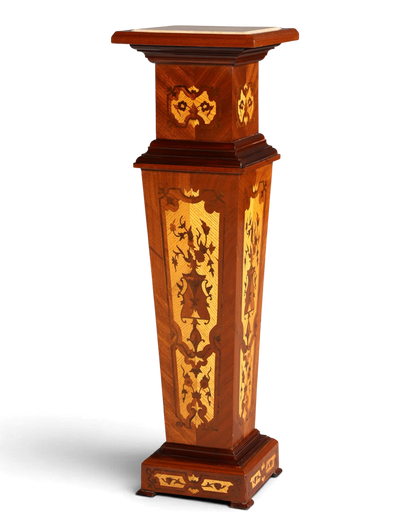 Wunderschöne Barock Stil Säule Louis XV Blumensäule Naturstein Marmor Intarsien Ablage Tisch