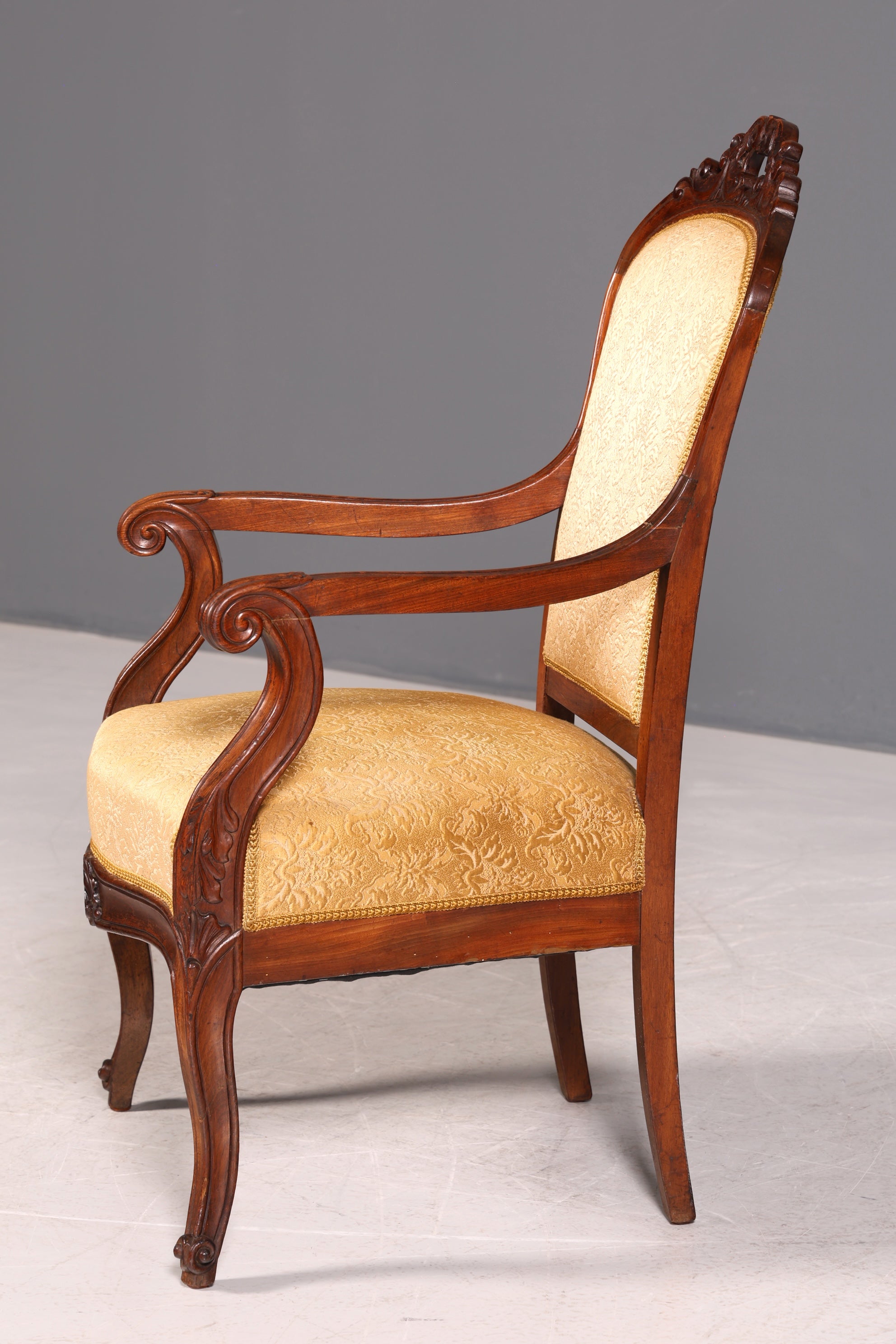 G047 Finish Edler Chippendale Armlehnsessel Barock Stil Sessel Armchair Samt Stoff Sessel