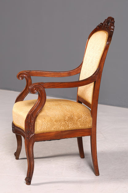 G047 Finish Edler Chippendale Armlehnsessel Barock Stil Sessel Armchair Samt Stoff Sessel